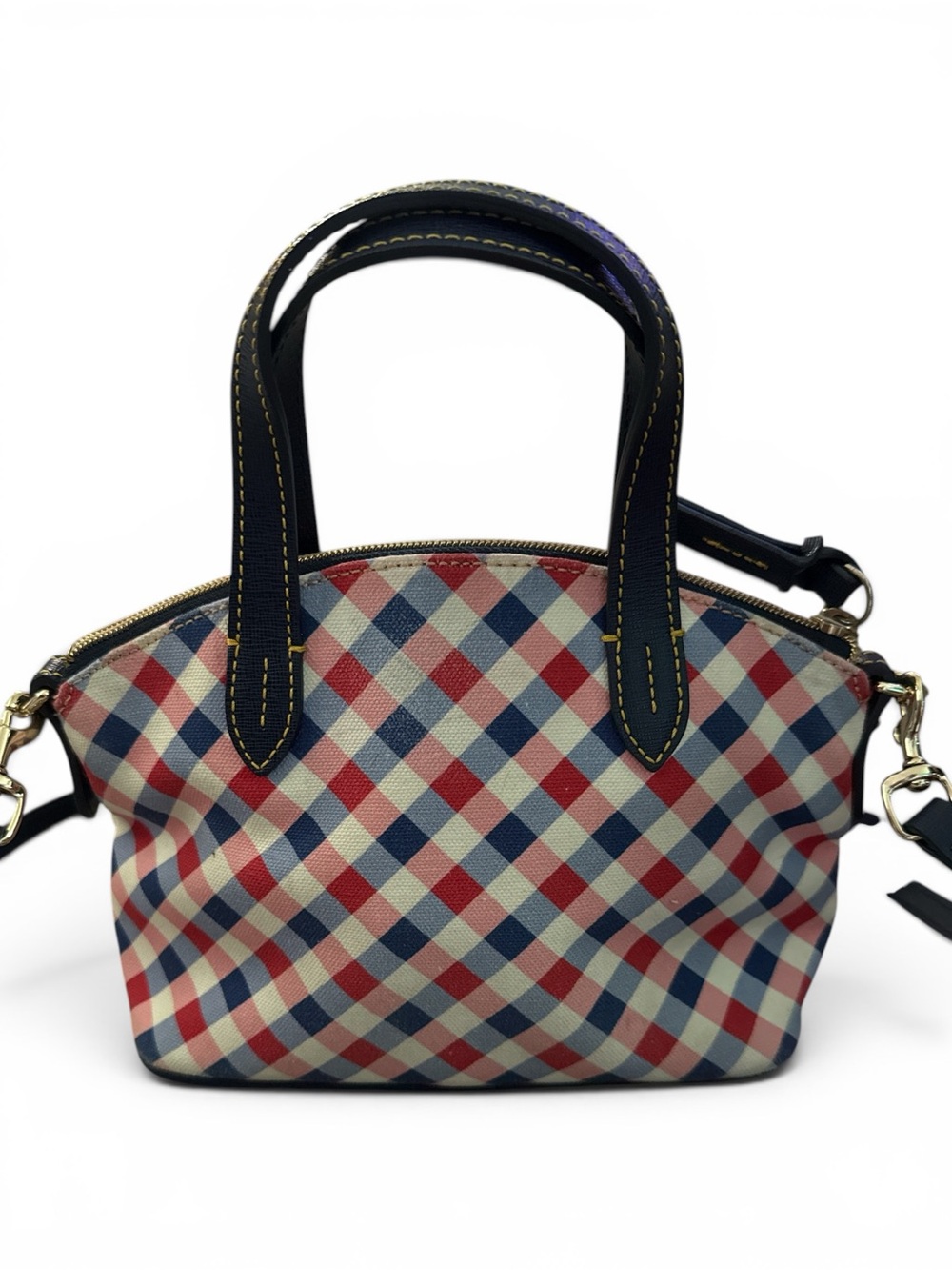 Dooney & Bourke Red, Navy & Cream Plaid Mini Satchel - Picture 3 of 6